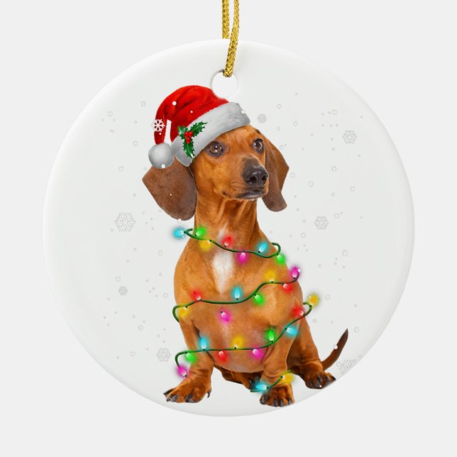 Ornamento De Cerâmica Dachshund Dogs Árvore Natal Sweater Xmas Gifts P (Frente)