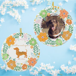 Ornamento De Cerâmica Dachshund Laranja Pastel Personalizado Foto Memori