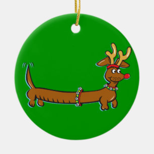 Ornamento De Cerâmica Dachshund Natal