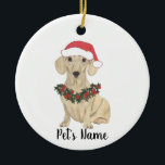 Ornamento De Cerâmica Dachshund Personalizado (Suave, Creme Fawn Tan)<br><div class="desc">Faça uma lista agradável este ano com um ornamento personalizado do seu pequeno elfo de creme suave favorito. Para os presentes mais doces,  emparelhe-o com um impressão de arte correspondente ou outro item da minha coleção!</div>