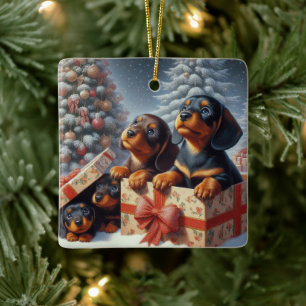 Ornamento De Cerâmica Dachshund Puppy Personalizado Cerâmica Ornamento d