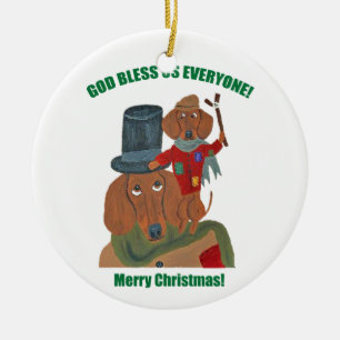 Ornamento De Cerâmica Dachshund "uma canção de natal" Tim minúsculo d