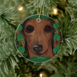 Ornamento De Cerâmica Dachshund Vermelho