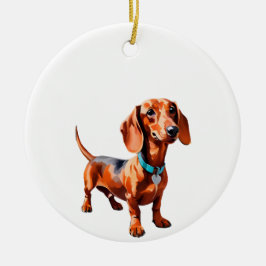 Ornamento De Cerâmica Dachshund Wienerdog — ideia do presente do ornamen