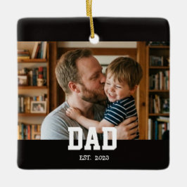 Ornamento De Cerâmica Dad Established Photo Father's Day Gift Black
