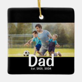 Ornamento De Cerâmica Dad Established Photo Gift 