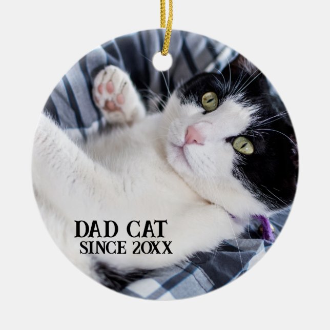 Ornamento De Cerâmica Daddy cat since Photo cute cat (Frente)