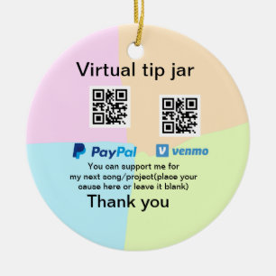 Ornamento De Cerâmica Dádiva virtual jar q r código doação de moeda PayP