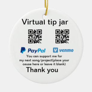 Ornamento De Cerâmica Dádiva virtual jar q r código doação de moeda PayP