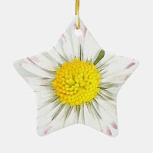 Ornamento De Cerâmica Daisy Flower Dble-Sided Star Ornament