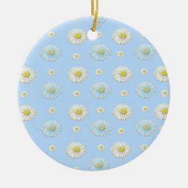 Ornamento De Cerâmica Daisy Pattern sobre fundo azul claro