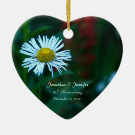 Ornamento De Cerâmica Daisy Wedding Anniversário Heart Shaped