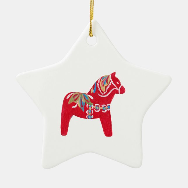 Ornamento De Cerâmica Dala Horse Ornament (Frente)