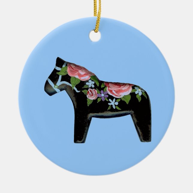 Ornamento De Cerâmica Dala Horse Ornament (Frente)