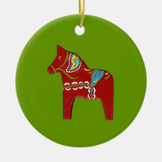 Ornamento De Cerâmica Dala Horse Ornament (Frente)