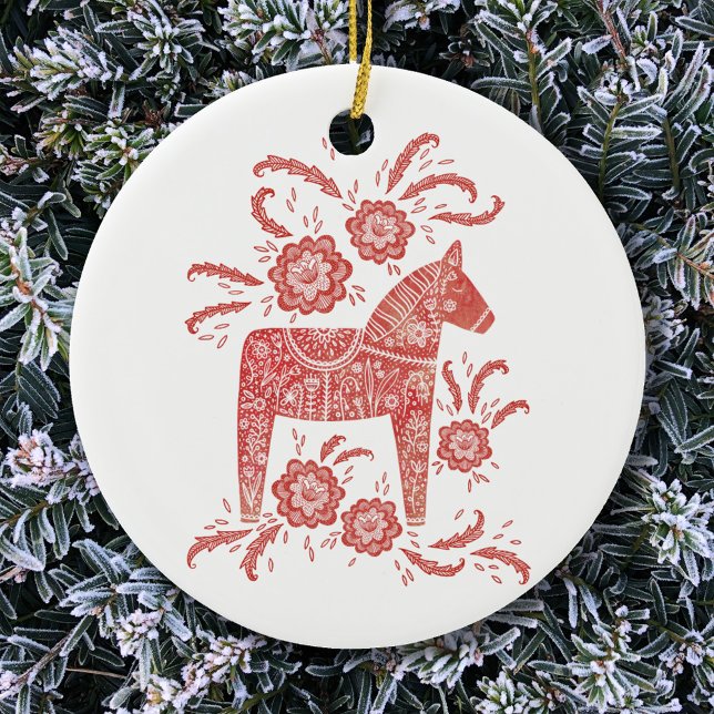 Ornamento De Cerâmica Dala Horse Tradicional de Arte Folar Sueca (Criador carregado)