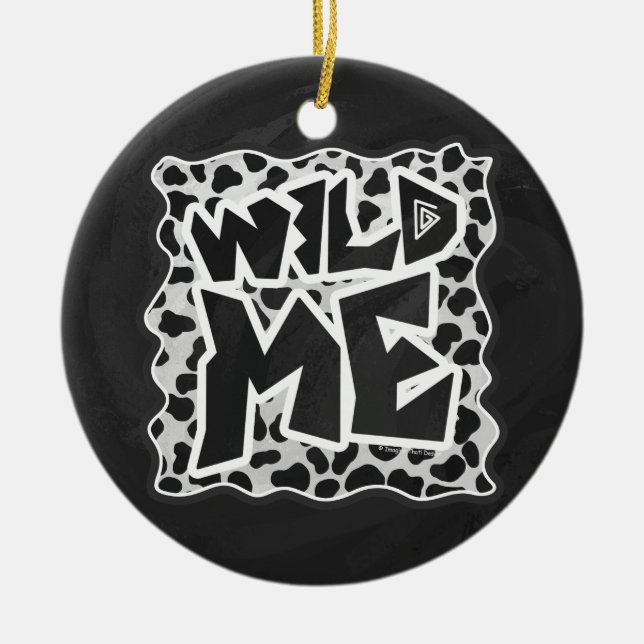 Ornamento De Cerâmica Dalmácia Black and White com Wild Me (Frente)