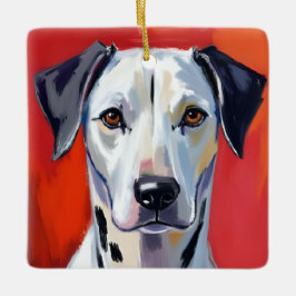 Ornamento De Cerâmica Dálmata | Pintura de Cachorro Pet Aquarela