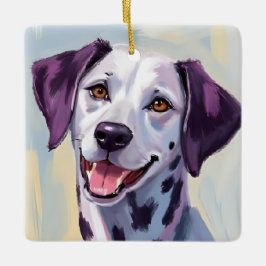Ornamento De Cerâmica Dálmata | Pintura em Aquarela de Cachorro Pet