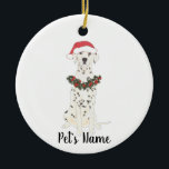 Ornamento De Cerâmica Dalmático personalizado<br><div class="desc">Faça uma lista agradável este ano com um ornamento personalizado do seu elfo dalmata favorito! Para os presentes mais doces,  emparelhe-o com um impressão de arte correspondente ou outro item da minha coleção!</div>