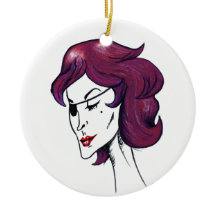 Dama Pirata Violeta Mulher Cabelo Roxo Desenho Art