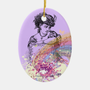 Ornamento De Cerâmica Dama Vitoriana - Cor da MúsicaSplash Ornament Oval
