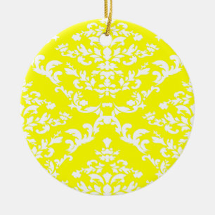 Ornamento De Cerâmica Damasceno Amarelo Ousado na Emporiomoffa