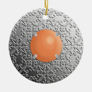Ornamento De Cerâmica Damasco prateado com gemstone falso