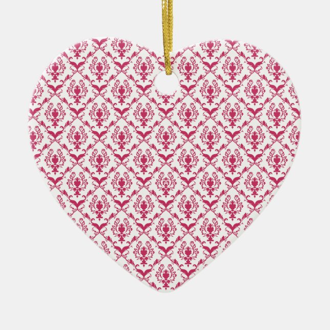 Ornamento De Cerâmica Damasco Rosa #2 @ VictoriaShaylee (Frente)