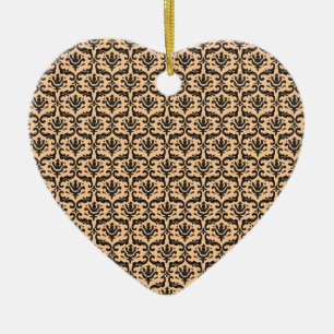 Ornamento De Cerâmica Damask beige & black