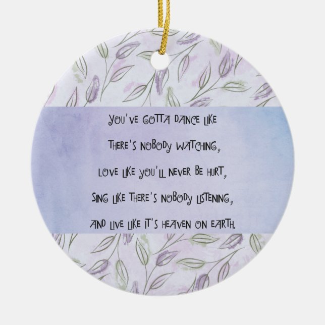Ornamento De Cerâmica Dança como se ninguém estivesse assistindo o cláss (Frente)