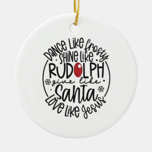 Ornamento De Cerâmica Dança Como Um Brilho Sorrente como o Natal Rudolph