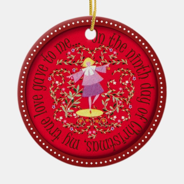 Ornamento De Cerâmica Dança de nove senhoras (Frente)