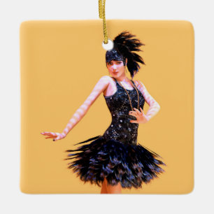 Ornamento De Cerâmica Dança Flapper Vintage
