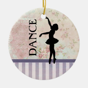 Ornamento De Cerâmica Dança - fundo do vintage da silhueta da bailarina