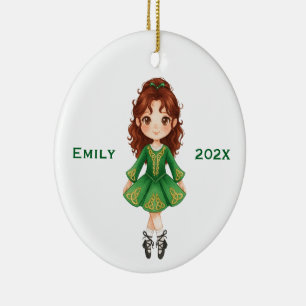 Ornamento De Cerâmica Dança Irlandesa Personalizada de Natal