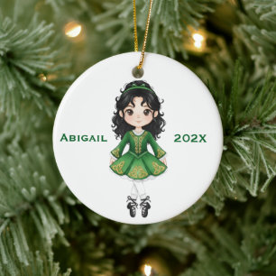 Ornamento De Cerâmica Dança Irlandesa Personalizada de Natal Menina