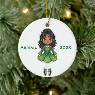 Ornamento De Cerâmica Dança personalizada de Natal de menina negra irlan