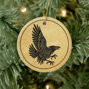 Ornamento De Cerâmica Dançando Norse Raven