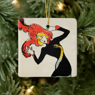 Ornamento De Cerâmica Dançarina Art Nouveau Jane Avril por Toulouse Laut