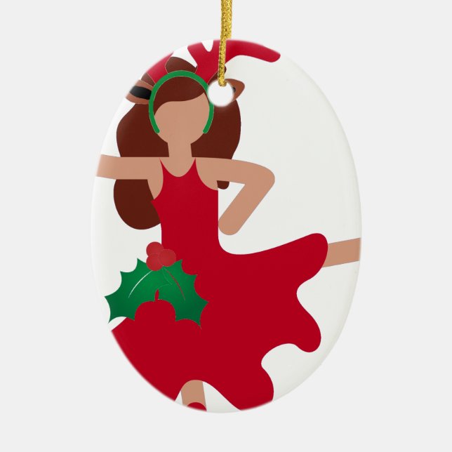 Ornamento De Cerâmica dançarina do xmas flamenco emoji (Frente)