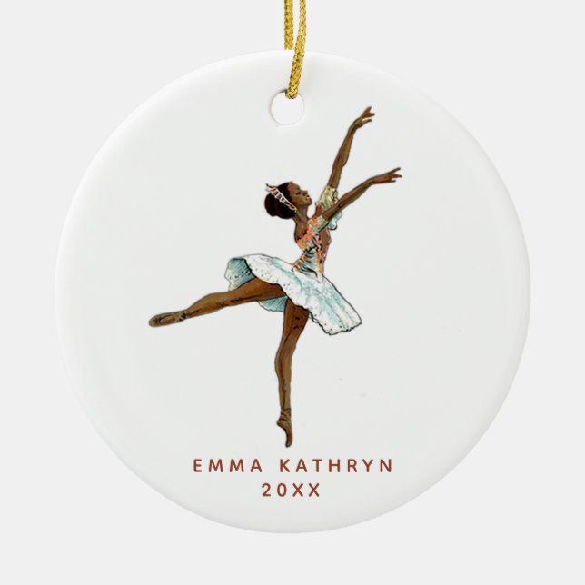 Ornamento De Cerâmica Dançarina Negra Ballerina Menina Personalizada (Frente)