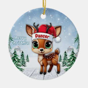 Ornamento De Cerâmica Dançarino Bebê Veado, Corça, Rena 🦌🎄