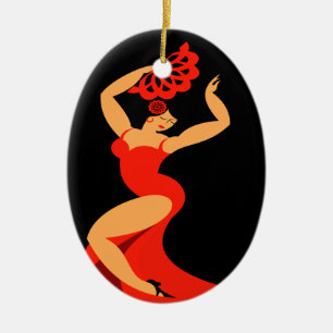 Ornamento De Cerâmica Dançarino de Samba / Flamenco