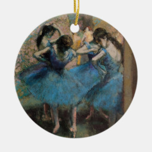 Ornamento De Cerâmica Dançarinos de Edgar Degas   no azul, 1890