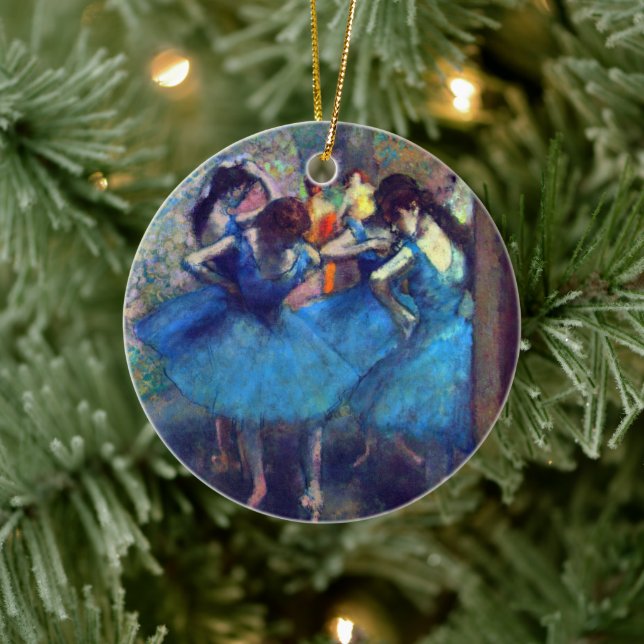 Ornamento De Cerâmica Dançarinos em azul por Edgar Degas, Arte Balé de V (Árvore)