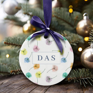 Ornamento De Cerâmica Dançarinos   Padrão Floral de Aquarela