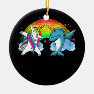 Ornamento De Cerâmica Dance Dab do Unicorn Narwhal
