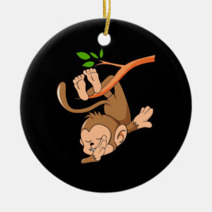 Ornamento De Cerâmica Dance Monkey Dabbing