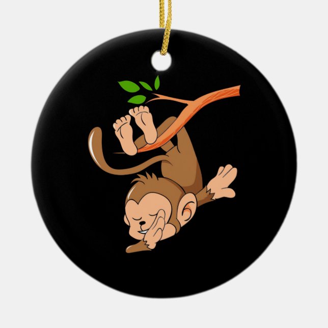 Ornamento De Cerâmica Dance Monkey Dabbing (Frente)